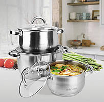 Набір каструль із неіржавкої сталі 6 предметів Maestro MR-2120-6L Набір кухонного посуду з товстим дном