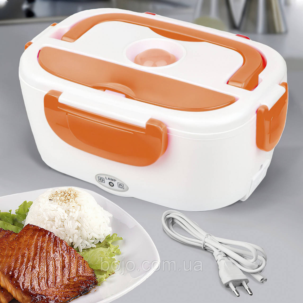 Ланч бокс з підігрівом від розетки 220 V помаранчевого кольору контейнер для їжі Electric Lunch Box