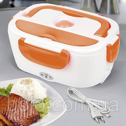 Ланч бокс з підігрівом від розетки 220 V помаранчевого кольору контейнер для їжі Electric Lunch Box, фото 1