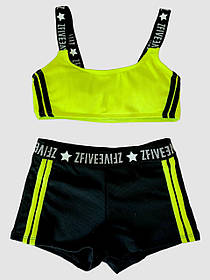 Дитячий і підлітковий купальник топ і шорти Z.Five 9339 чорний-лимонний на 32 34 розмір