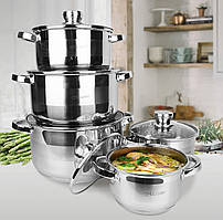 Набір каструль із неіржавкої сталі 10 предметів Maestro MR-2220-10 Набір кухонного посуду з товстим дном