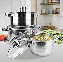 Набір каструль із неіржавкої сталі 6 предметів Maestro MR-2220-6L Набір кухонного посуду з товстим дном