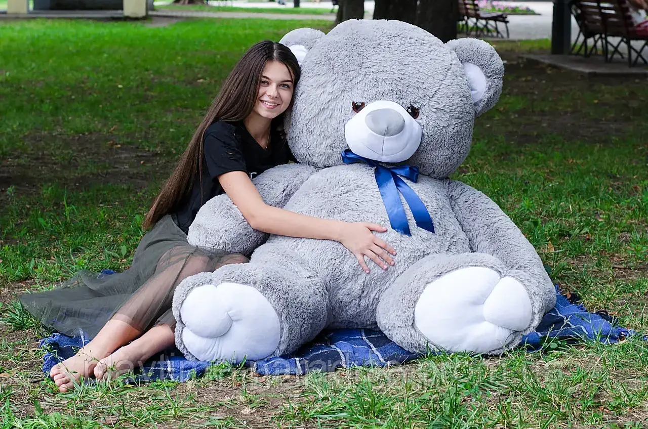 Великий плюшевий ведмедик сірий "Томмі" 200 см, Великий Плюшевий Ведмідь, Велика М'яка іграшка 2 м