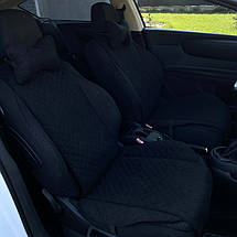 Накидки чохли на сидіння автомобіля з алькантари (Еко-замша) Стандарт 2 шт Чорні, фото 3