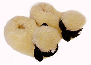 Дитячі хутряні кімнатні капці з овчини (Еко-хутро) Чуні вовняні теплі валянки Овечки 1, фото 2