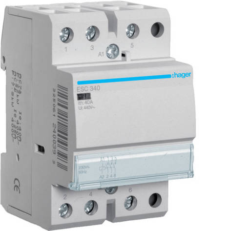 Контактор Hager ESC340 40A 230В 3НВ, фото 1
