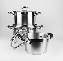 Набір каструль із неіржавкої сталі 6 предметів Maestro MR-3502-6L Набір кухонного посуду з товстим дном