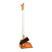 Веник Broom New Оранжевый с совком Irak Plastic с длинной ручкой, для пола, для уборки