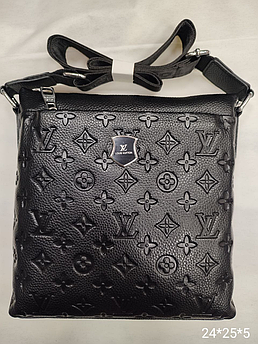 Чоловіча шкіряна сумка Louis Vuitton, тканевий ремінь, 24*25*5см, 931190