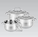 Набір каструль із неіржавкої сталі 6 предметів Maestro MR-3512-6L Набір кухонного посуду з товстим дном, фото 2
