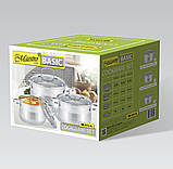 Набір каструль із неіржавкої сталі 6 предметів Maestro MR-3512-6L Набір кухонного посуду з товстим дном, фото 3