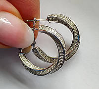 Серебряные серьги - кольца с White D Color Муассанитами 1.2мм в круглой огранке (264 шт.!!)