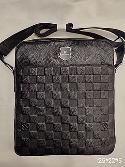 Чоловіча шкіряна сумка Louis Vuitton, тканевий ремінь, 25*22*5 см, 931183