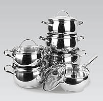 Набір каструль із неіржавкої сталі 12 предметів Maestro MR-3501-12 Набір кухонного посуду з товстим дном
