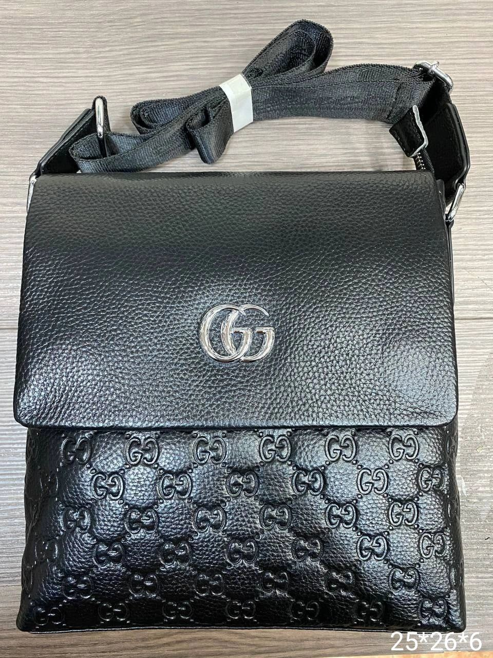 Чоловіча шкіряна сумка Gucci, тканинної ремінь, 25*26*6 см, 931185, фото 1