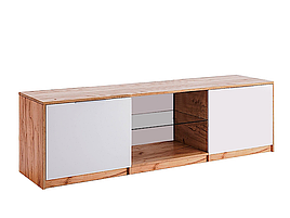 Тумба під ТВ у вітальню з ДСП Асті Дуб Крафт / Глянець Білий Миро-Марк