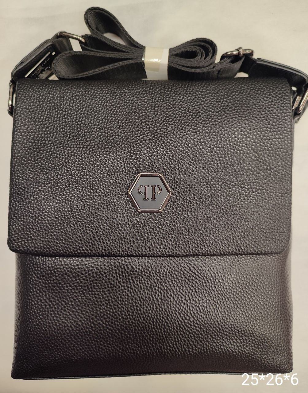 Чоловіча шкіряна сумка Philipp Plein, тканинний ремінь, 24*28*6cм, 931191, фото 1