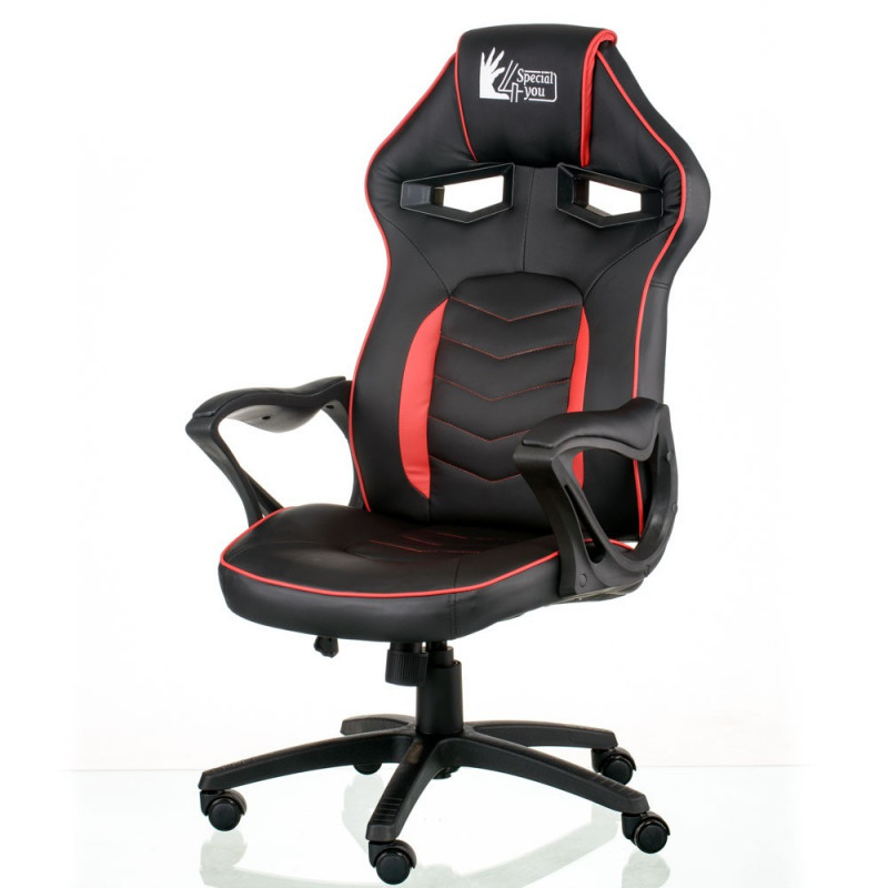 Крісло комп'ютерне Nitro червоно-чорне геймерське з м'якими підлокітниками