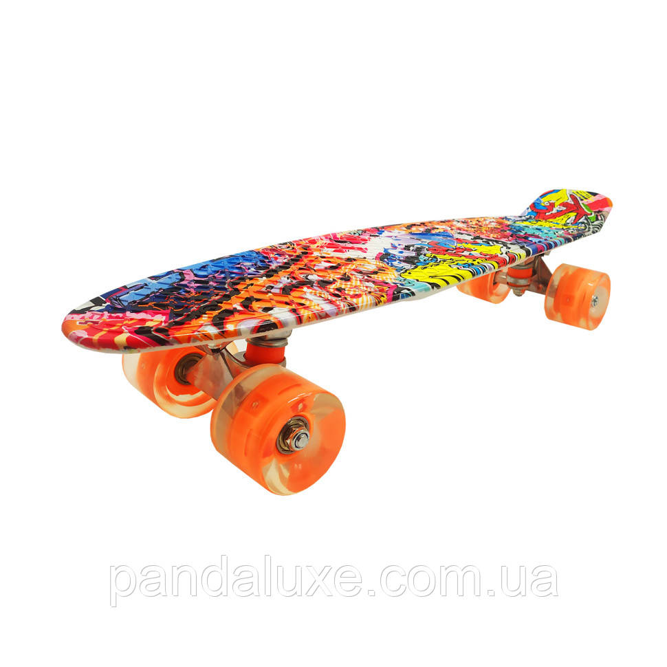 Скейт дитячий красивий Пенні борд PU колеса зі світлом, 55 см