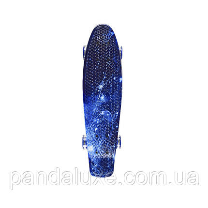 Скейт дитячий Пенні борд PU колеса зі світлом, 55 см синій, фото 1