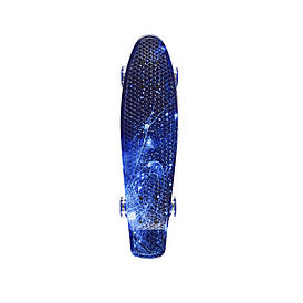 Скейт дитячий Пенні борд PU колеса зі світлом, 55 см синій