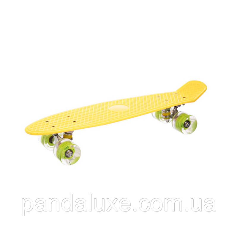 Скейт дитячий Пенні борд PU колеса зі світлом, 55 см жовтий