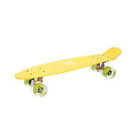 Скейт дитячий Пенні борд PU колеса зі світлом, 55 см жовтий
