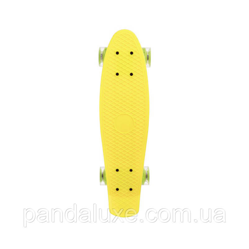 Скейт дитячий Пенні борд PU колеса зі світлом, 55 см жовтий, фото 2