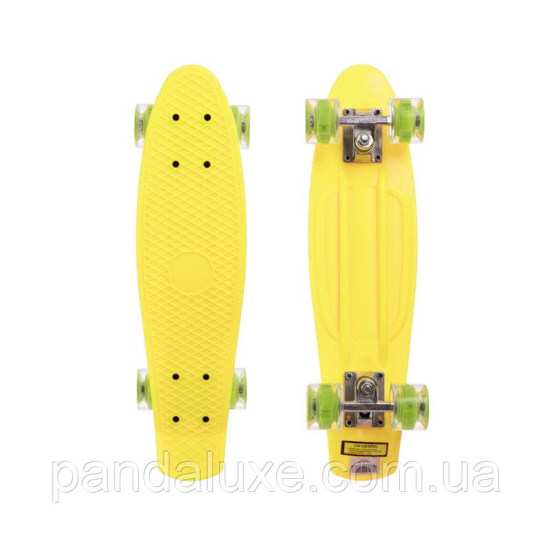 Скейт дитячий Пенні борд PU колеса зі світлом, 55 см жовтий, фото 3
