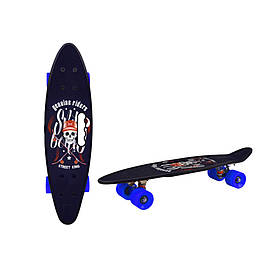 Скейт Пенні борд 24" Bambi PU колеса, з ручкою принт череп