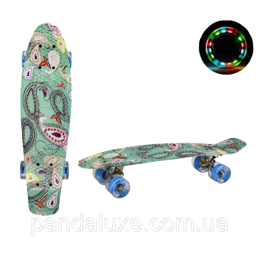 Скейт красивий Пенні борд Bambi колеса PU зі світлом, 56 см, фото 2