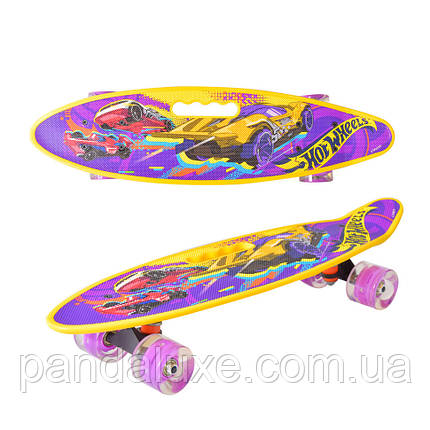 Скейт дитячий Пенні борд "Хот Вілс" Hot Wheels Bambi колеса PU зі світлом, 60 см, фото 1