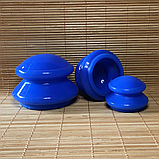 Банки силіконові сині для вакуумного масажу набір 3 шт без упаковки, фото 2