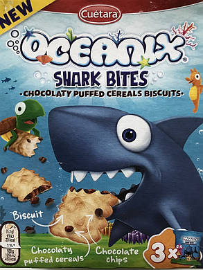 Шоколадне повітряне печиво з пластівців Oceanix Cuetara Shark Bites 150 г Іспанія, фото 2