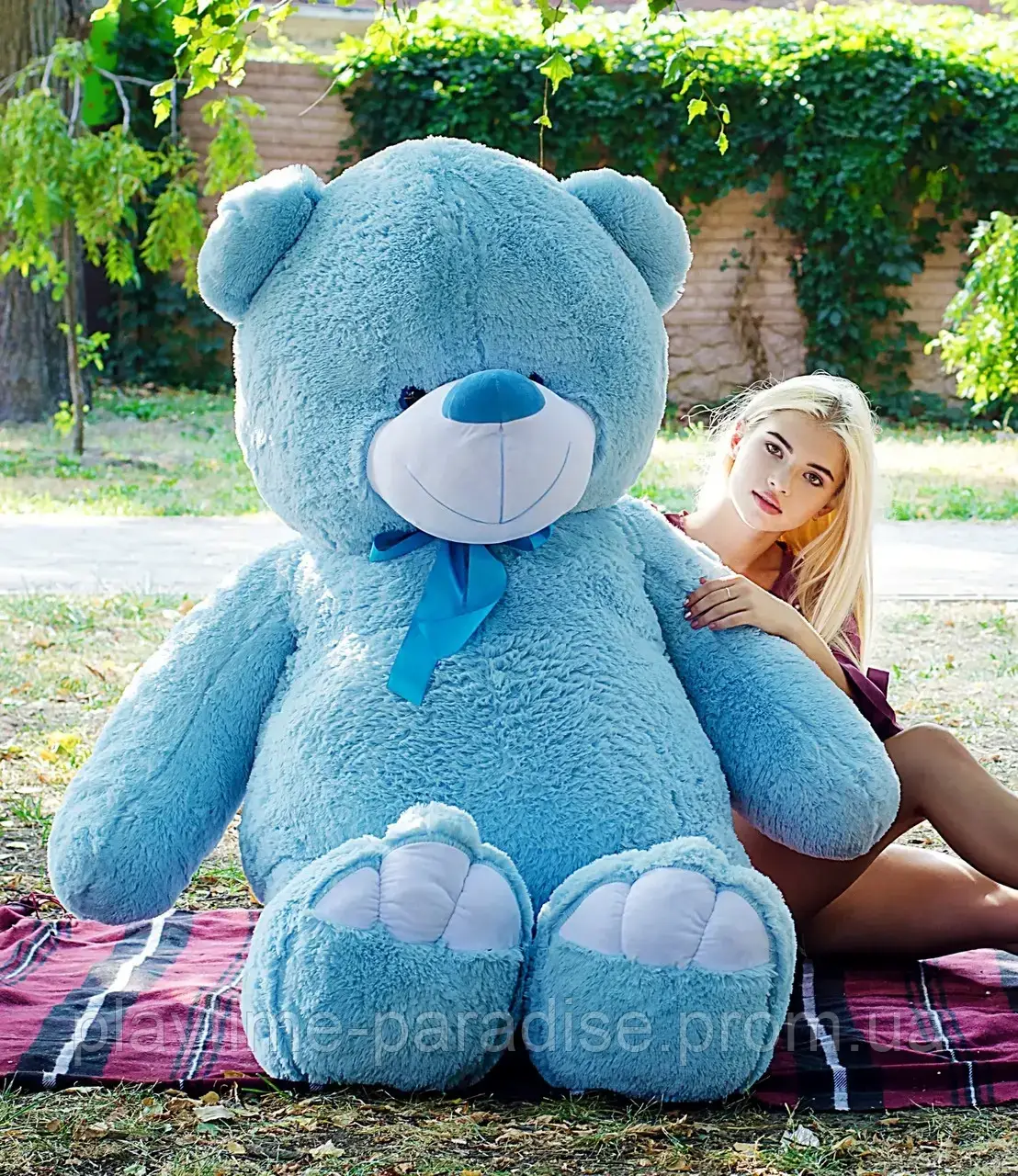 Великий плюшевий ведмедик голубой "Томмі" 200 см, Великий Плюшевий Ведмідь, Велика М'яка іграшка 2 м