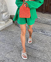 Костюм женский с шортами из муслина Annver зеленый