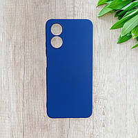 Чехол Silicone case Full для Oppo A17k с закрытым низом микрофиброй силикон Синий