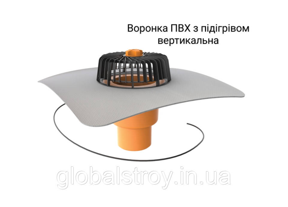 Воронка ПВХ покрівельна вертикальна з підігрівом TOPWET TWЕ 110 pvc S DN100