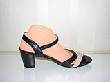 Жіночі чорні босоніжки матова шкіра широкий каблук розмір 41, фото 6