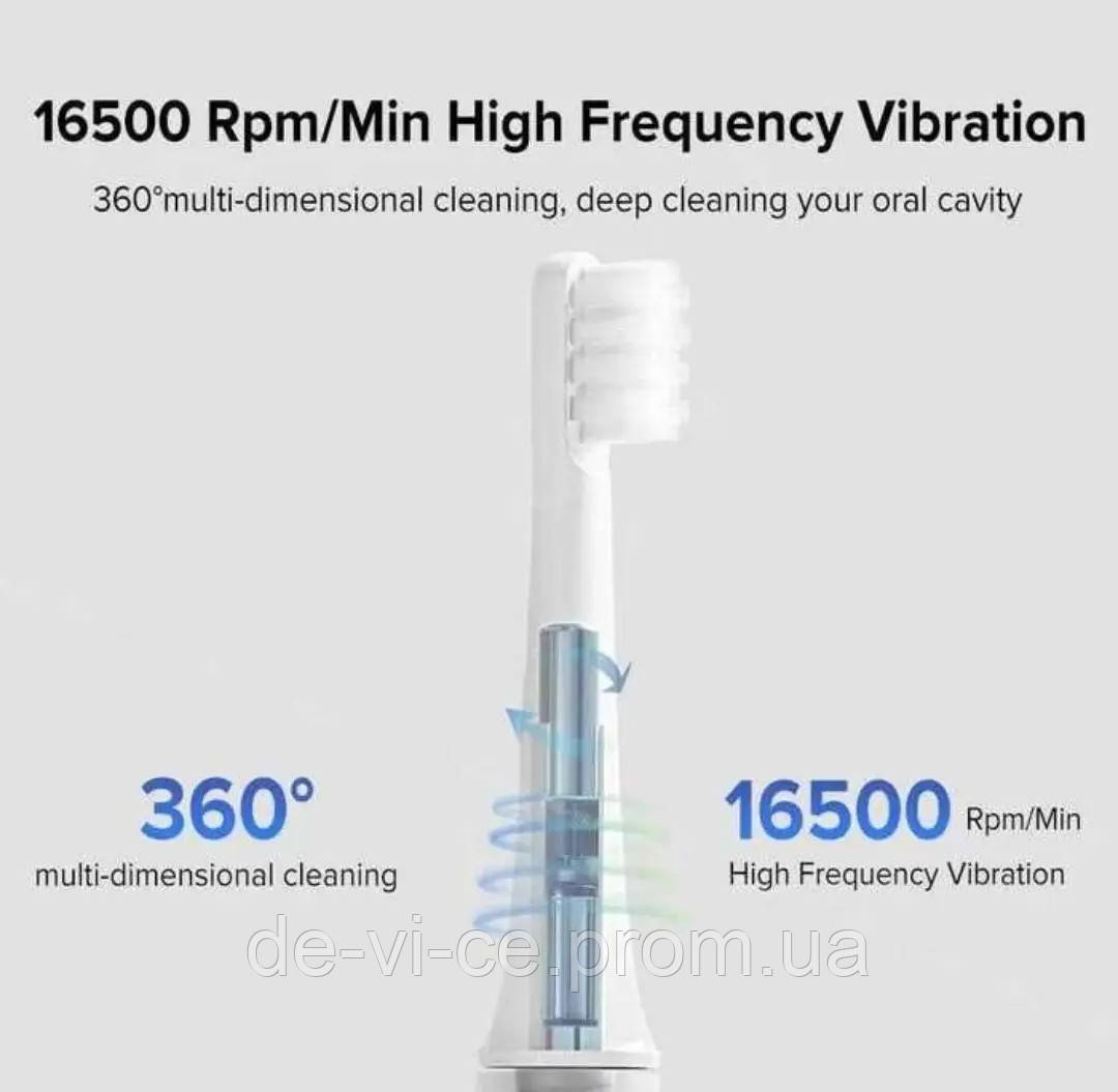Зубная щетка электрическая MiJia T100 (Blue) аккумуляторная зубная щетка с режимом мягкой очистки - фото 2 - id-p1786363993