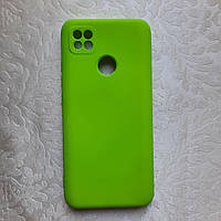 Чехол Silicone case Full для Xiaomi Redmi 9C с закрытым низом микрофиброй силикон Зеленый