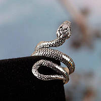 Мужское кольцо в виде змеи скандинавское кольцо перстень серебряная змея размер регулируемый