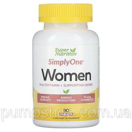 Вітаміни для жінок Super Nutrition Simply One Women Triple Power Vitamins 90 таб., фото 1