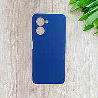 Чехол Silicone case Full для Realme C21Y с закрытым низом микрофиброй силикон Синий