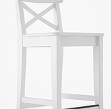 INGOLF Барний стілець зі спинкою, білий,74 см 001.217.66, фото 2