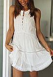 Плаття пляжне жіноче літнє бавовняне з мереживом. Сарафан із прошви легкий на літо (білий), фото 2