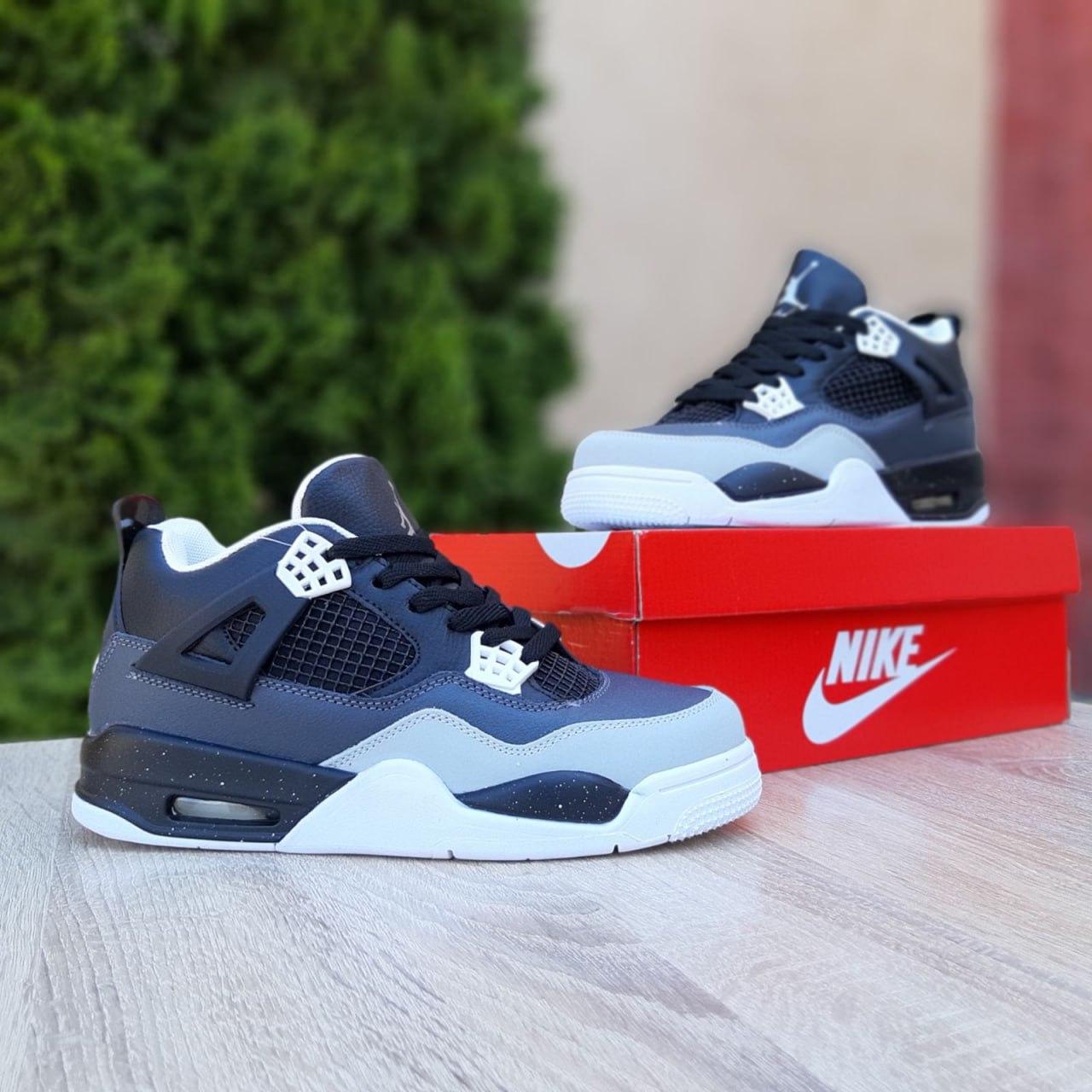 Чоловічі кросівки Nike Air Jordan 4 (чорні із сірим) повсякденні кроси в спортивному стилі О10987 top, фото 1
