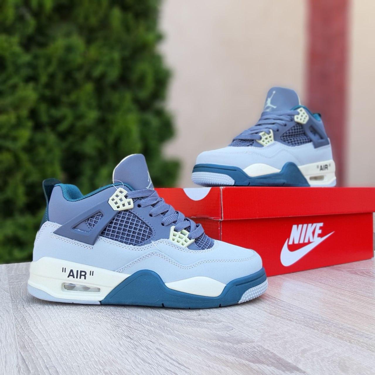 Чоловічі кросівки Nike Air Jordan 4 (сірі із зеленим) модні повсякденні кроси 10990 Найк vkross