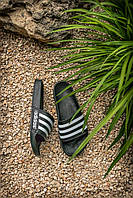 Мужские шлепанцы Adidas (чёрные) удобные практичные летние тапки-шлепки J3443 44 тренд