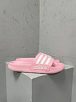 Женские шлепанцы Adidas Slides Pink (розовые с белым) красивые модные лёгкие летние шлепки L0943 37 тренд